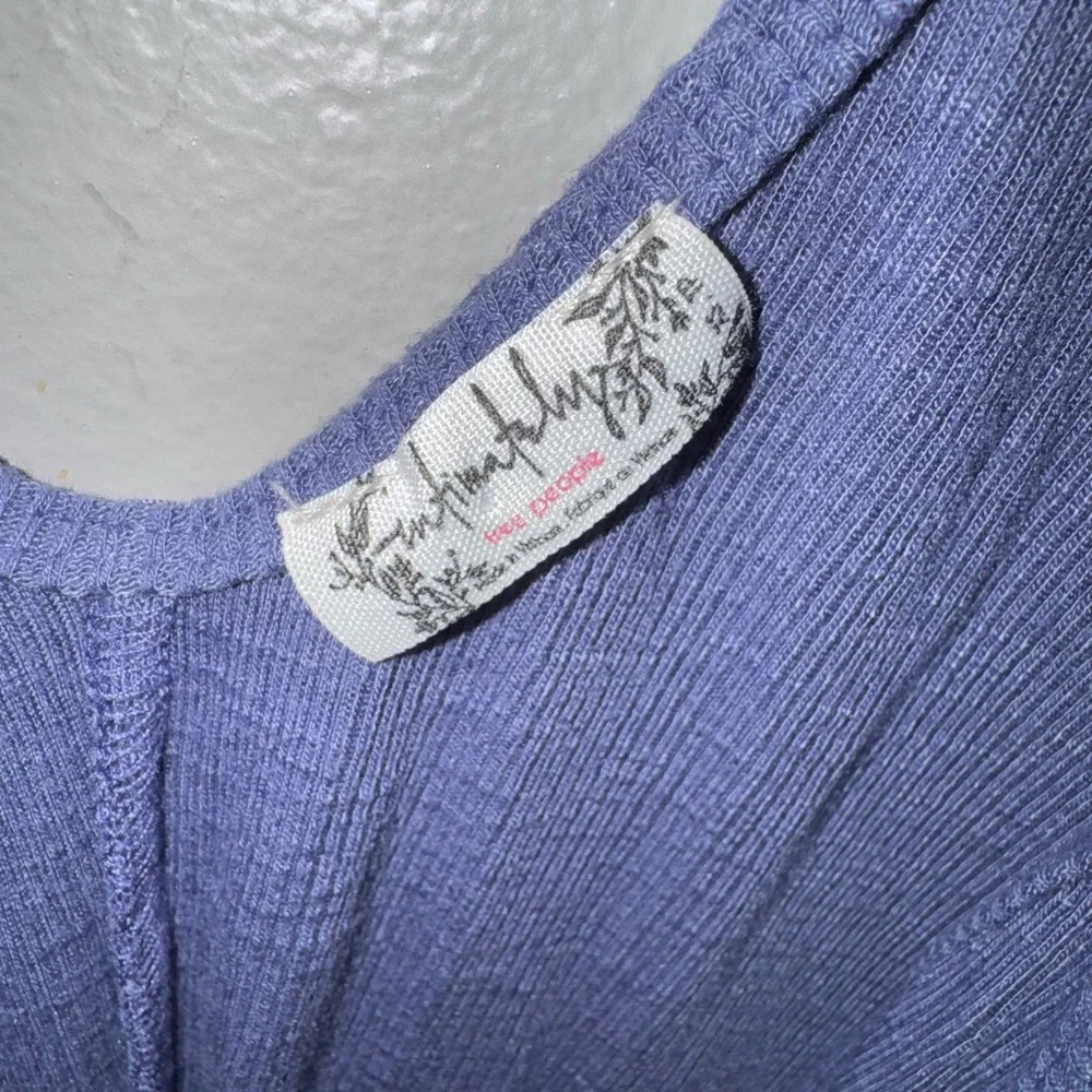 Free People Dani Periwinkle Blue Ribbed Tank Top XS - Picture 2 of 6